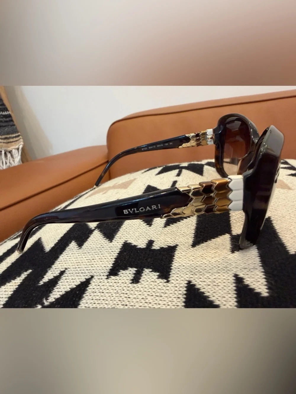 Bvlgari Vintage Tortoiseshell Sunglasses Gold Serpenti Detail Italy - Picture 5 of 7